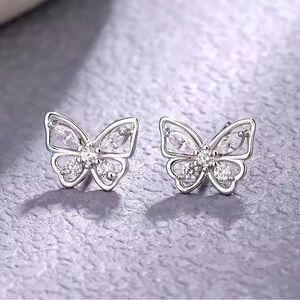 New 925 Sterling Silver Butterfly Earrings